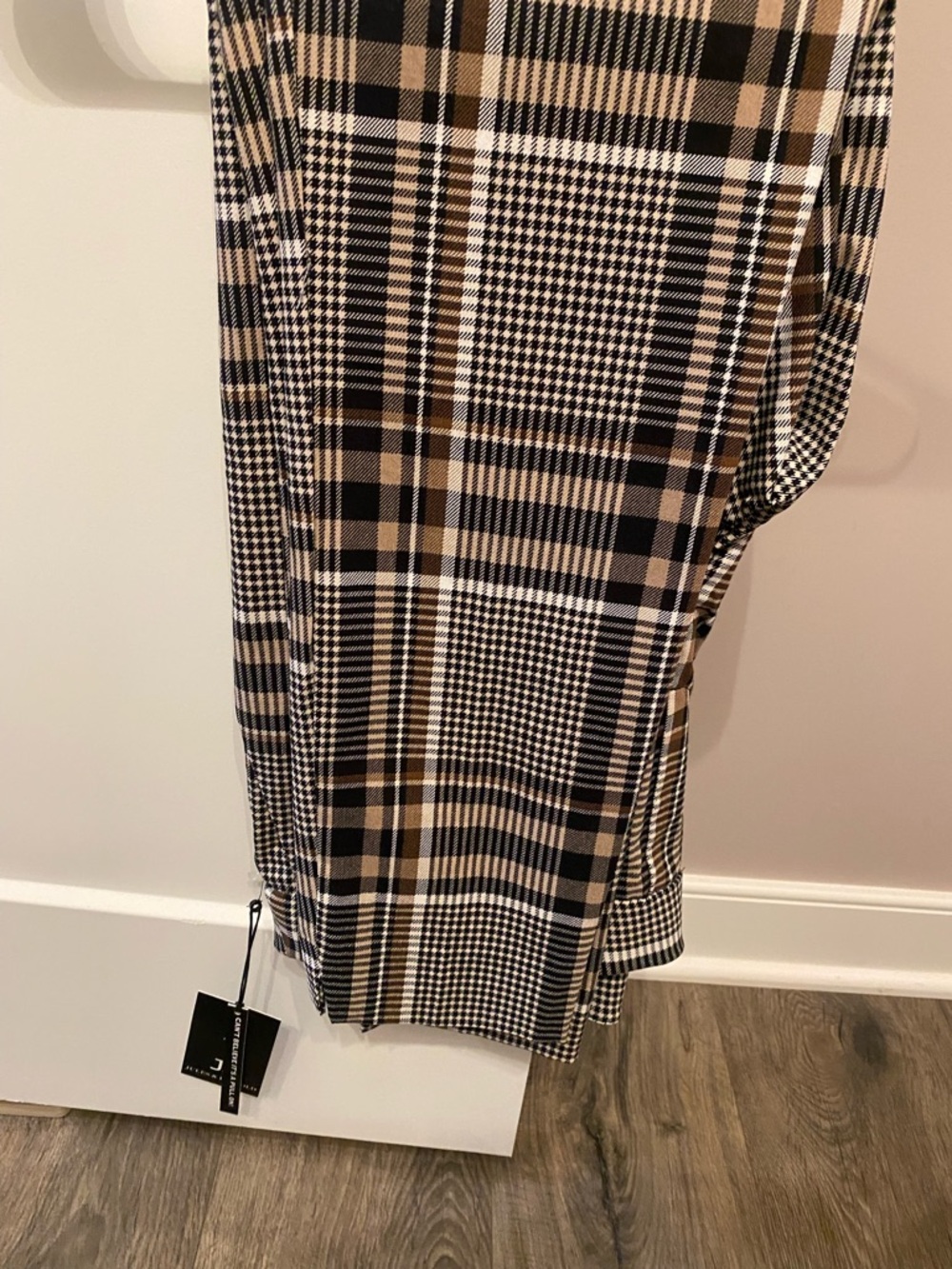 Jules & Leopold Black and Tan Plaid skinny jeans